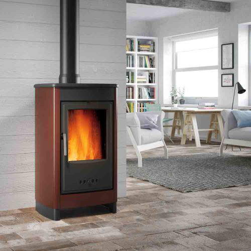SIBILLA FREESTANDING WOOD BURNING FIREPLACE STOVE CALORE SUSTAINABLE ENE