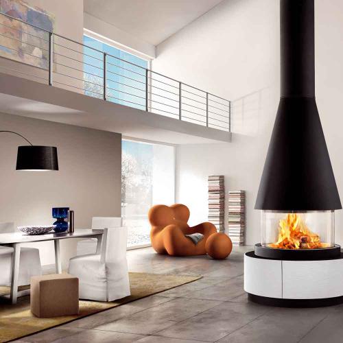 UPPSALA PANORAMIC 360 WOOD BURNING FIREPLACE CALORE SUSTAINABLE ENERGY